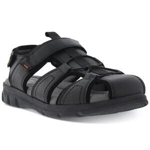 Men's Strappy Fisherman Sandals Size US 10M Black Faux Leather Weatherproof Cory